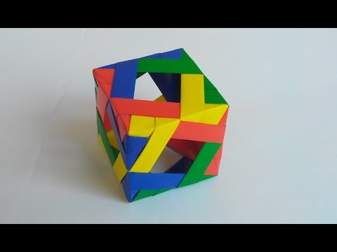 Видео: Куб из модулей с отверстиями по бокам оригами, Cube from modules with holes on the sides of origami