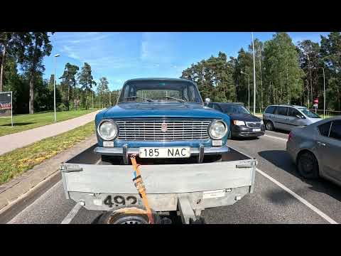 Видео: Перевозка Жигули Копейки на прицепе (GoPro на багажнике) #эстония #automobile #history #жигули #ваз
