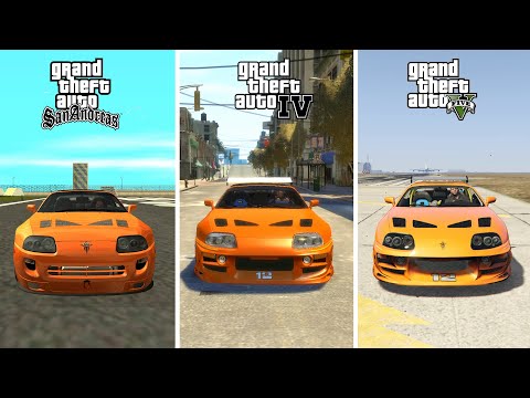 Видео: Toyota Supra MK4 (Брайан О'Коннер) GTA SA против GTA 4 против GTA 5