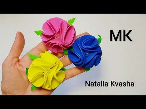 Видео: Заколочки/резиночки - цветочки  из фоамирана МК