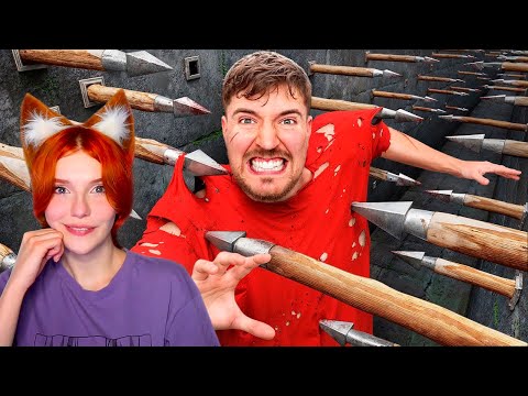 Видео: Самая Смертельная Полоса Препятствий в Мире! Мистер Бист (MrBeast) Реакция