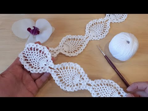 Видео: Вяжем ленточное кружево "Ананасы" крючком.