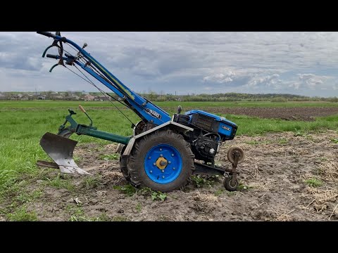 Видео: Весняна оранка мотоблоком + огляд плуга.