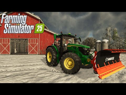 Видео: FARMING SIMULATOR 25. ПЕРВАЯ УБОРКА СНЕГА НА ФЕРМЕ.