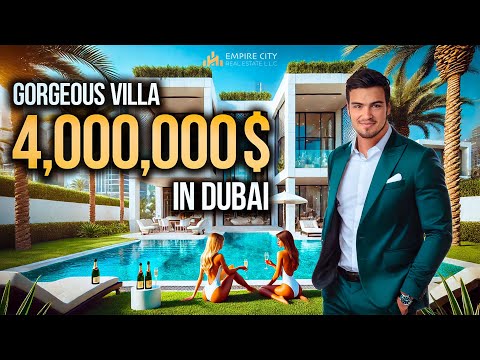 Видео: Экскурсия по роскошной вилле мечты стоимостью 4 млн долларов, ПРОДАЮЩЕЙСЯ в Дубае | Район Damac H...