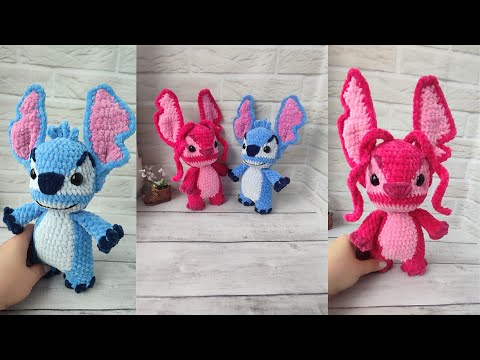 Видео: Стич и Ангел вязаные крючком ( часть 2), бесплатный МК