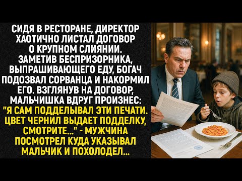 Видео: Богач подозвал беспризорника и накормил его. Взглянув на договор, мальчишка вдруг произнес...