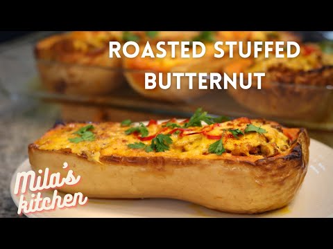 Видео: Roasted Stuffed Butternut | Запечённая фаршированная тыква баттернат
