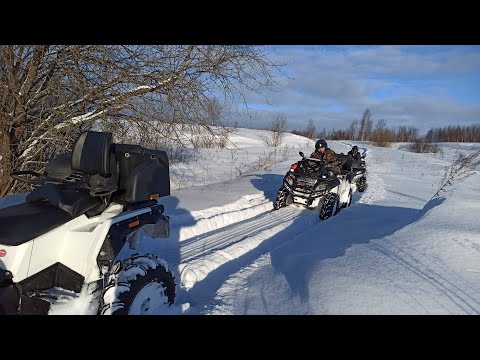 Видео: Пробуем прорваться на другой берег - Stels Guepard 650, CFmoto X8 + новая резина по глубокому снегу.