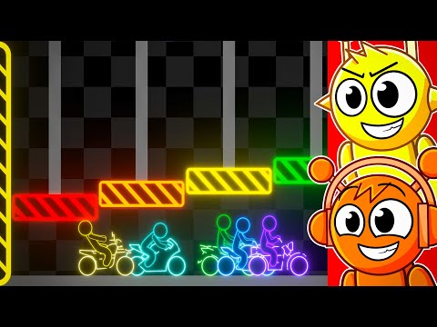 Видео: Реакция Sprunki на неоновую гонку на выживание Shutter Crush!