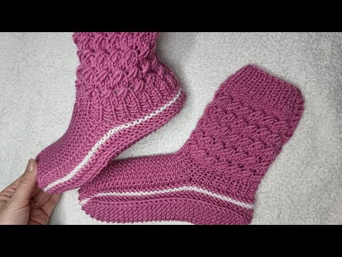 Видео: Нарядные носки на двух спицах.#knitting #handmade #носкинадвухспицах