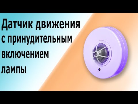 Видео: Датчик движения для включения освещения с выключателем,  включающим лампу принудительно.