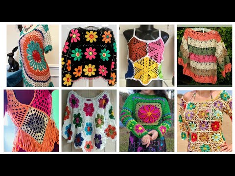 Видео: Более 100 привлекательных и стильных дизайнов вязаных крючком топов, блузок, курток, сари и платьев