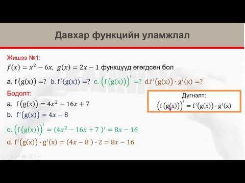 Видео: Давхар функцийн уламжлал 1 р хэсэг