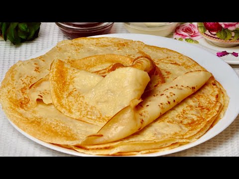 Видео: Тонкие БЛИНЫ БЕЗ ЯИЦ 4 СТАКАНА! Блинчики, которые получаются ВСЕГДА! Экономный рецепт