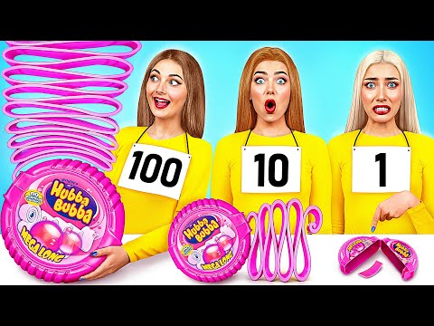 Видео: 100 Слоев Еды Челлендж | Съедобная Битва от TeenDO Challenge