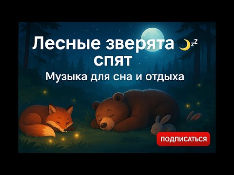 Видео: Лесные зверята спят 🌙 музыка для сна и отдыха 🦊🐻🐰