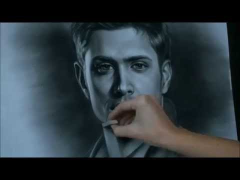 Видео: Jensen Askles портрет  в технике "Сухая кисть" Художник - Mari Bunel