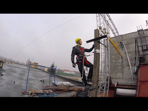 Видео: Применение системы удерживания Венто для подъема на железобетонную опору. Комплект Энерго-60