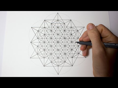 Видео: Как нарисовать тетраэдр из 64 звезд | Учебник по рисованию сакральной геометрии