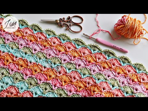 Видео: Как вязать крючком узор «Ракушки» | ЛЕГКИЕ ракушки из одноцветного прямого одеяла #руководство по...