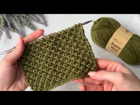 Видео: Простой узор спицами для любых изделий / Обзор Fibra Natura Renew Wool