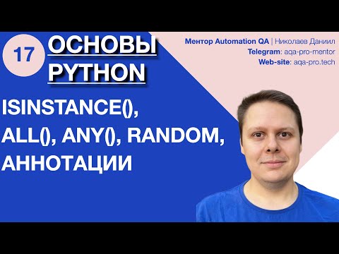 Видео: Урок 17. Основы Python. Проверка типов, all/any, random и аннотация типов