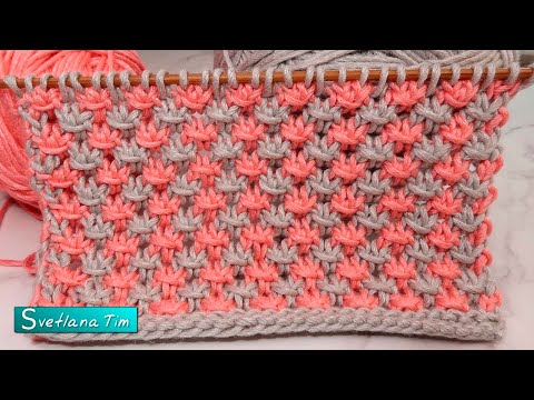 Видео: Простые УЗОРЫ СПИЦАМИ - ВЯЗАНИЕ. Узор "Цветные Звездочки" подойдет для кофточек и жилеток № 591