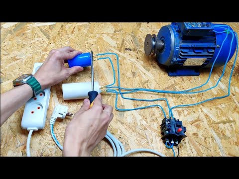 Видео: Подключение электромотора через конденсаторы. Схема. Рассчитать ёмкость конденсатора.