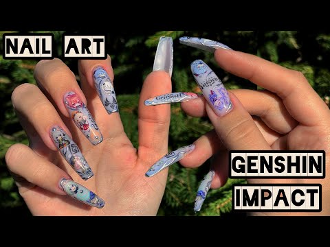 Видео: Genshin Impact nail art, Маникюр самой себе 😍