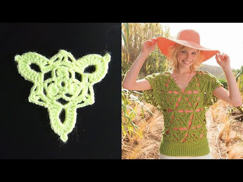 Видео: Треугольный мотив для летней кофточки. МК.