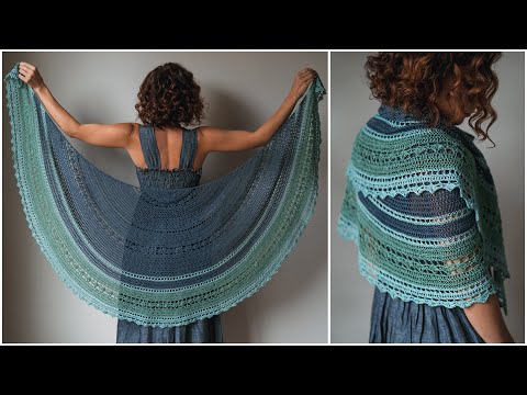 Видео: Простой и элегантный узор для вязания крючком шали - Adalia