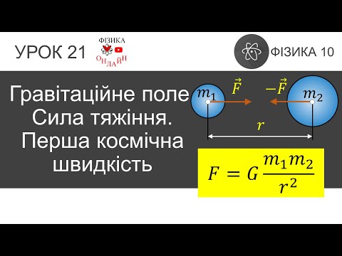 Видео: Фізика 10. Урок-презентація «Гравітаційне поле. Сила тяжіння. Перша космічна швидкість» + 6 задач