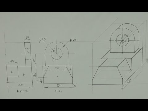 Видео: Косая проекция 13 - Инженерный чертеж - Технический чертеж