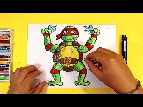 Видео: РАСКРАСКА для ДЕТЕЙ / Как нарисовать Черепашку Ниндзя Рафаэля 2