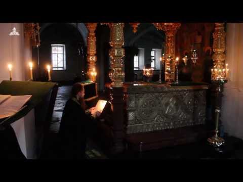 Видео: Молебен в Нижнем храме пред ракой с мощами прпп. Сергия и Германа (12.12.13.)