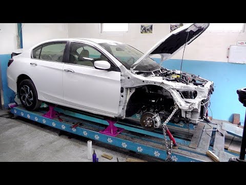 Видео: Honda Accord 9 USA. Повреждения. Установка на стапель.