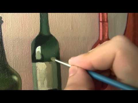 Видео: Как рисовать стеклянные предметы. Бутылки.
