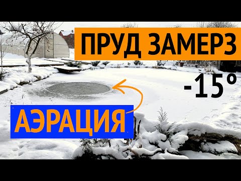 Видео: Пруд замерз! Аэрация пруда зимой в  -15°. Как работает Компрессор и Распылитель? Зимовка пруда