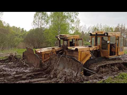 Видео: Утонули в болоте два бульдозера Т 130