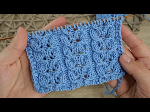 Видео: Ажурная коса «Сердечко» спицами 💙 Узоры вязания