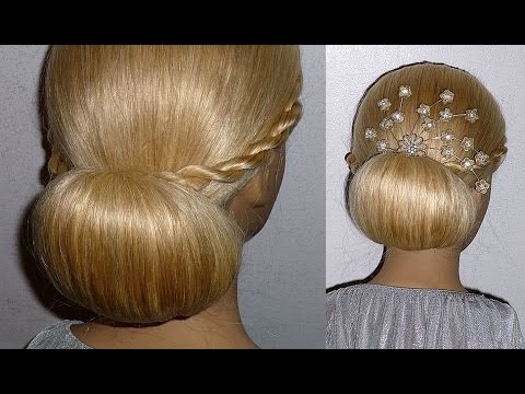 Видео: Причёска на выпускной,вечерняя причёска,свадебная причёска на средние,длинные волосы.Пучок из волос