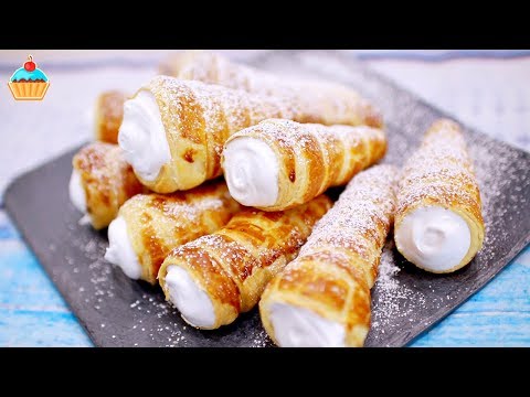 Видео: СЛОЕНЫЕ ТРУБОЧКИ С БЕЛКОВЫМ КРЕМОМ - ну, оОчень вкусные!