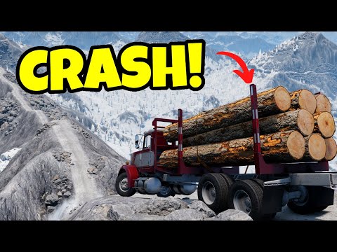 Видео: СКОЛЬЗЯЩИЕ ДОРОГИ против падающих ГИГАНТСКИХ ГРУЗОВИКОВ! — BeamNG Mods