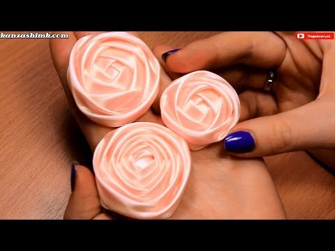 Видео: Как сделать розу из атласной ленты для свадебного букета? Мастер класс / DIY Satin Ribbon Rose