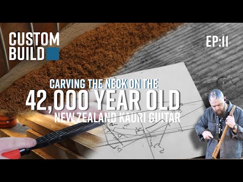 Видео: Эпизод 11 — Каури! Прямые линии к идеальной резьбе грифа | Создание гитары из 42-тысячелетней дре...