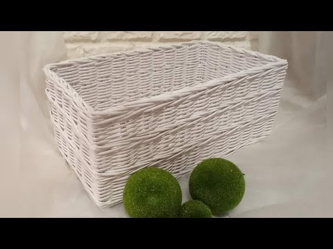 Видео: МК. Белоснежная прямоугольная коробка из бумажной лозы. #83