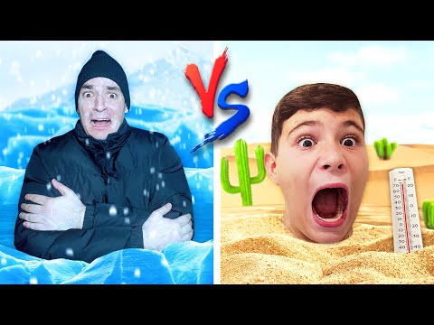 Видео: ЖИВЕЕМ НА НАЙ-СТУДЕНОТО VS. НАЙ-ТОПЛОТО ВРЕМЕ ЗА 24 ЧАСА! | EXTREME HOT VS COLD CHALLENGE!