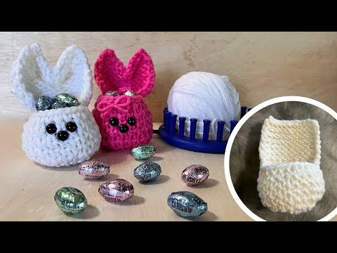 Видео: Сумка-корзинка с пасхальным кроликом для вязания на LOOM Knit / Круглый ткацкий станок без прибав...
