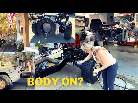 Видео: Установка кузова Humvee на раму